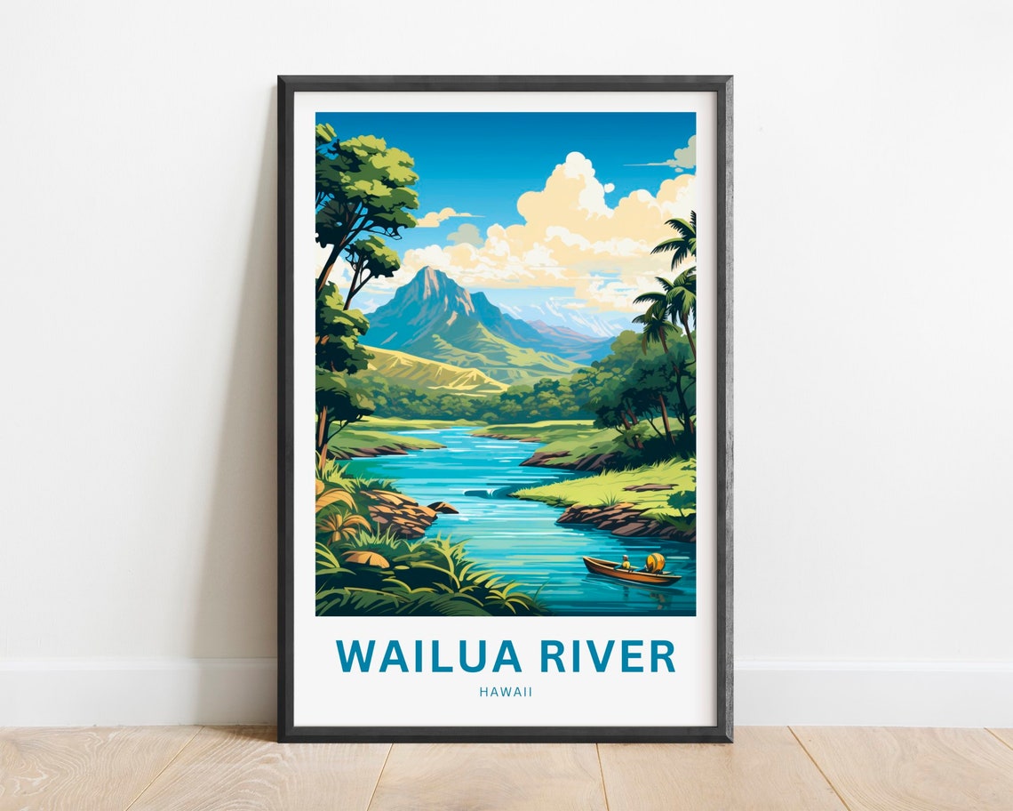 Wailua River Hawaii Canoe Trip Green Mountain Valley River Poster