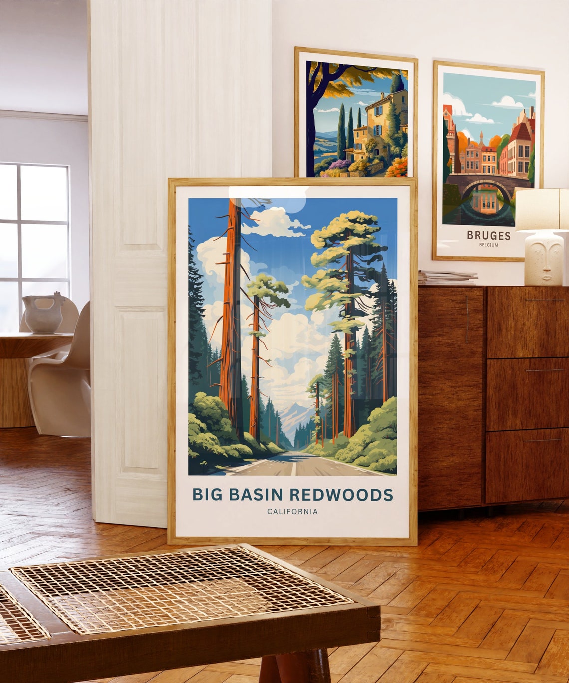 Personalized Big Basin Redwoods California Forest Road Travel Poster - Image 5