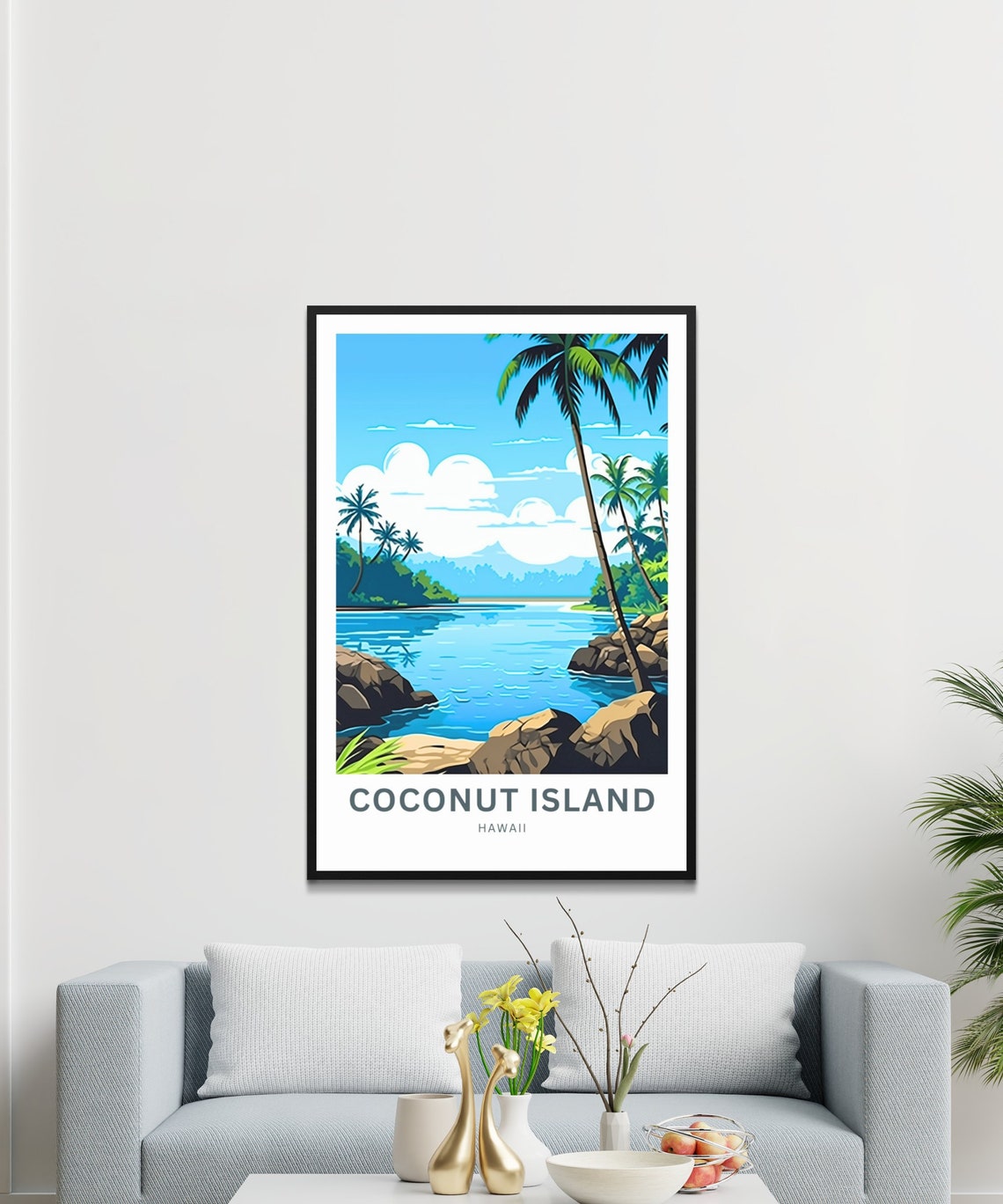 Coconut Island Hawaii Rocky Palm Cove Personalized Travel Poster - Image 4