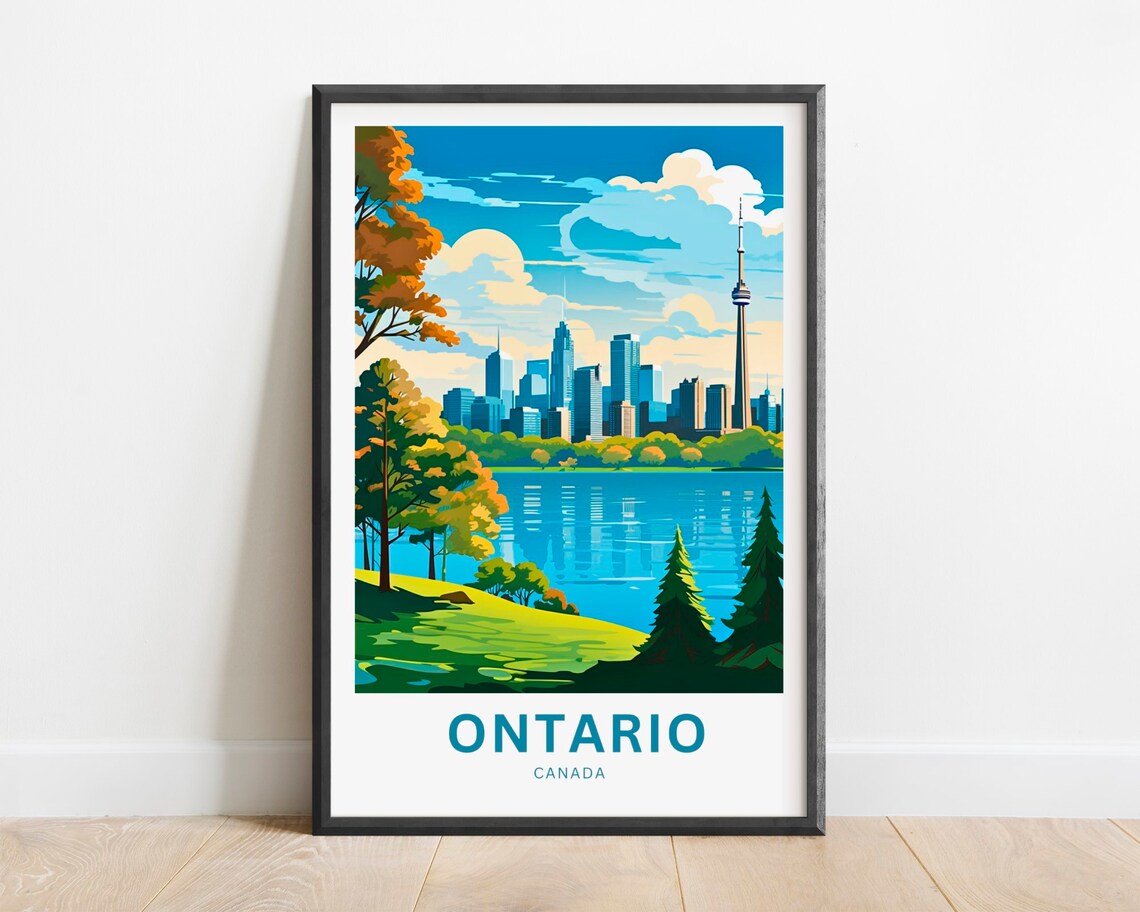 Ontario Canada Toronto Skyline Waterfront Park Travel Poster