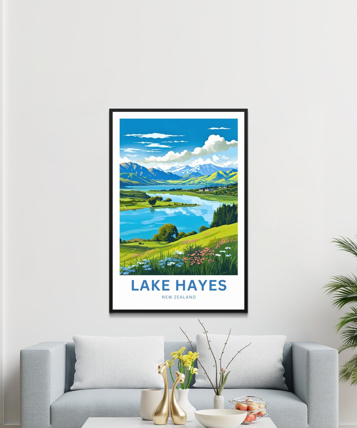 Lake Hayes New Zealand Personalized Mountain Lake Travel Poster - Image 3