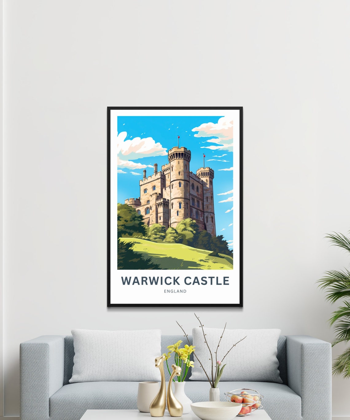 Warwick Castle England Medieval Stone Towers Personalized Poster - Image 3