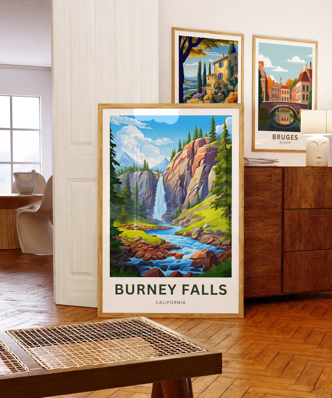 Burney Falls California Cliff Falls Rocky Stream Retro Nature Poster - Image 5