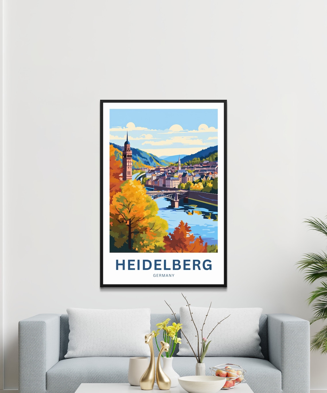 Heidelberg Germany Autumn Bridge Vintage Travel Poster River Gift - Image 3
