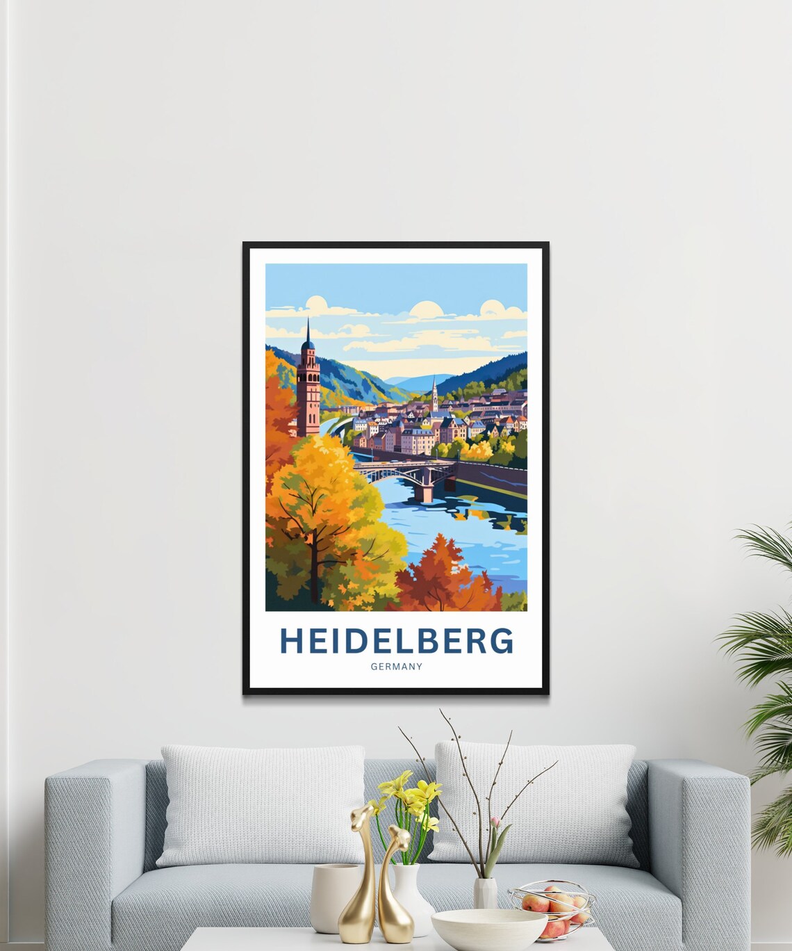 Heidelberg River Autumn Personalized Travel Poster German Old Town Art - Image 3