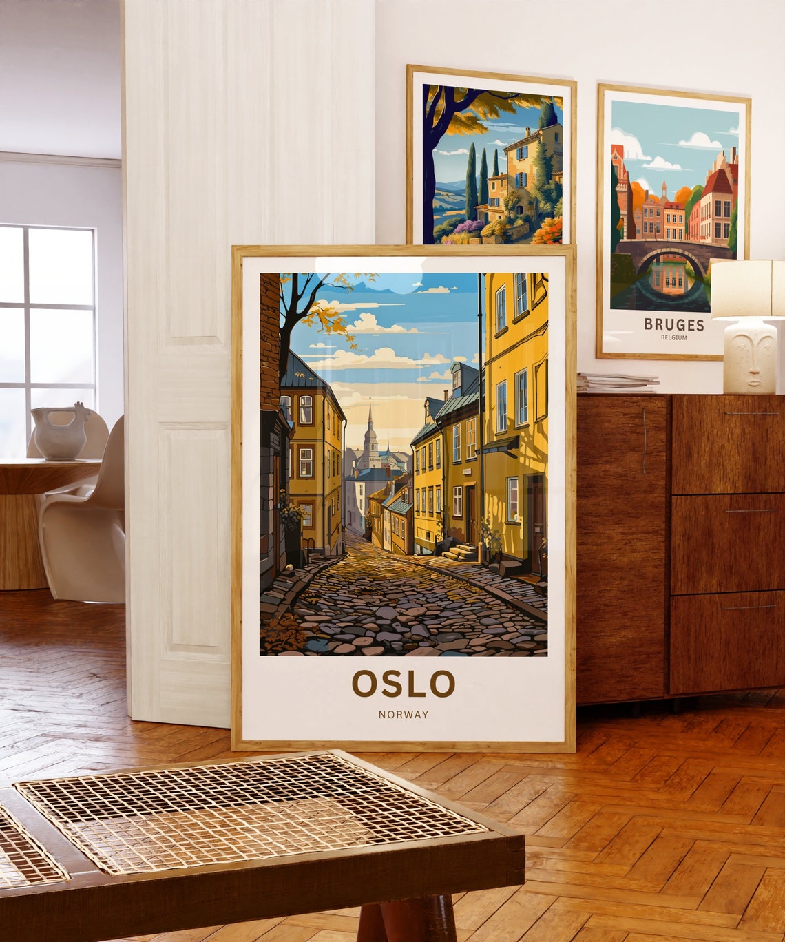 Personalized Oslo Norway Old Town Street Custom Text Travel Poster - Image 5