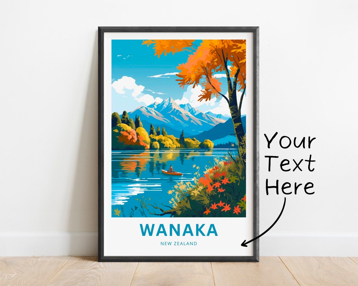 Personalized Wanaka New Zealand Lake Kayak Custom Text Poster