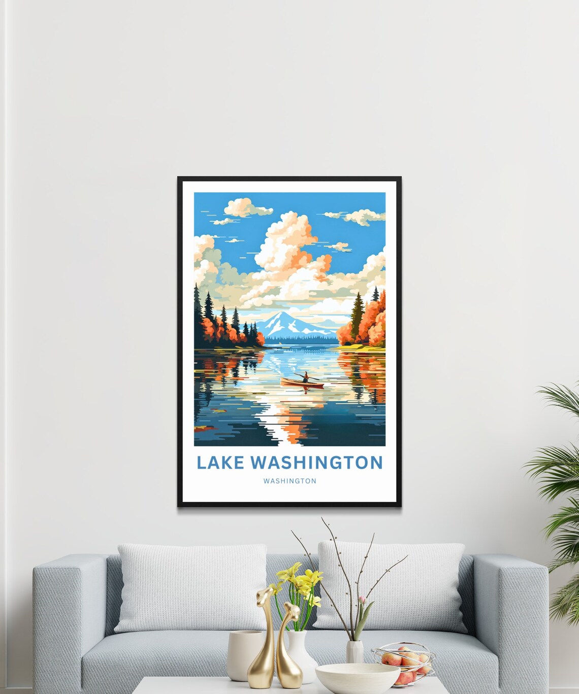 Lake Washington Washington Autumn Kayak Sunset Lake View Poster - Image 3