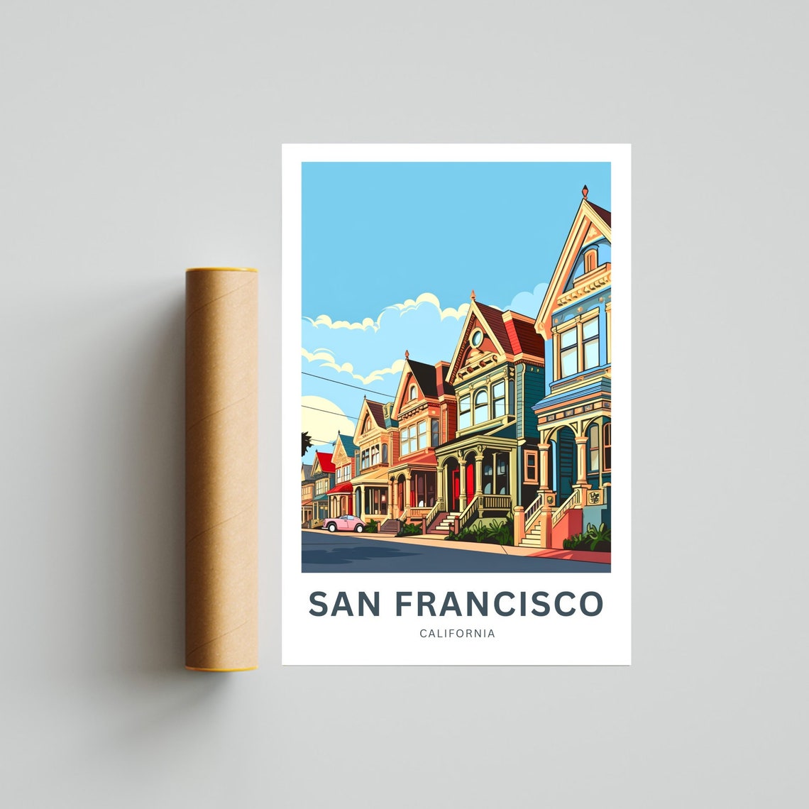 Personalized San Francisco Victorian Row Custom Vintage Travel Poster - Image 4