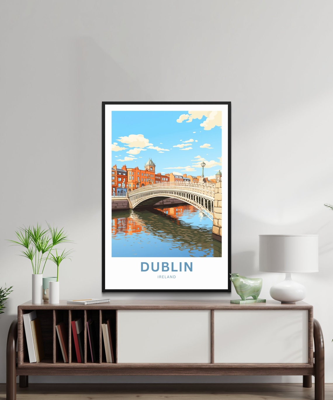 Personalized Dublin Ireland Hapenny Bridge River Warm Poster - Image 2