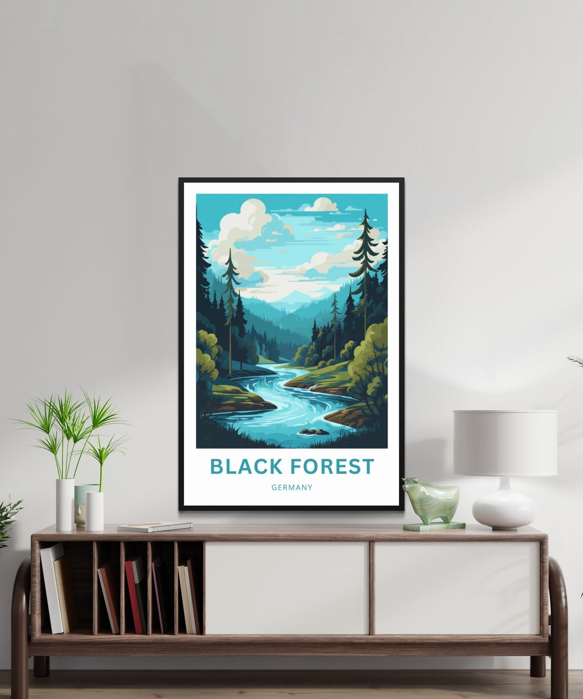 Black Forest Germany Turquoise River Pine Valley Travel Poster - Image 2