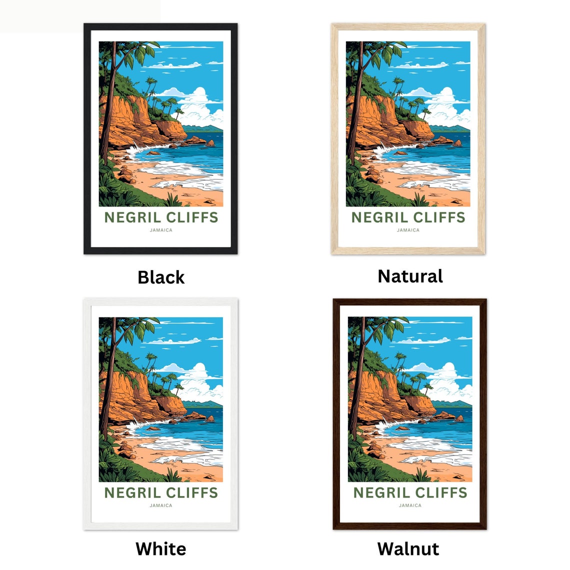 Negril Cliffs Jamaica Custom Name Red Cliffs Sandy Cove Poster - Image 4