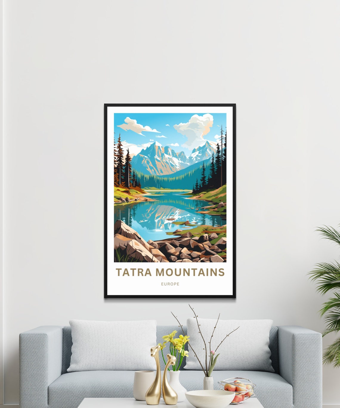 Tatra Mountains Europe Custom Text Alpine Lake Peaks Travel Poster - Image 3