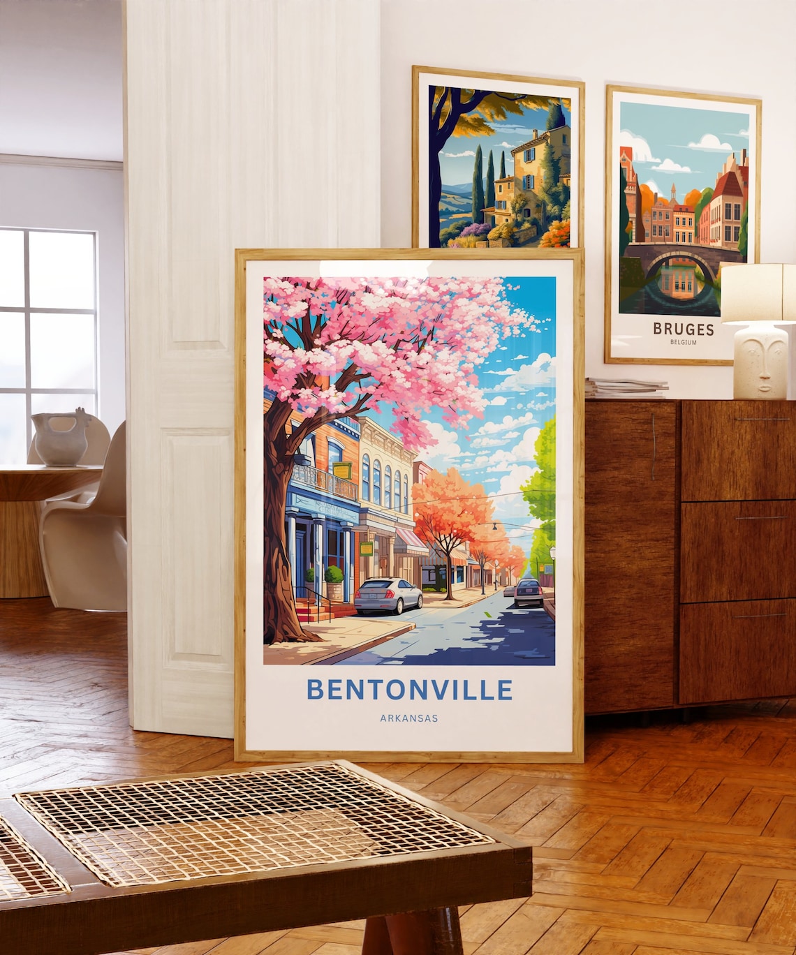 Bentonville Arkansas Cherry Blossom Downtown Street Travel Poster - Image 5