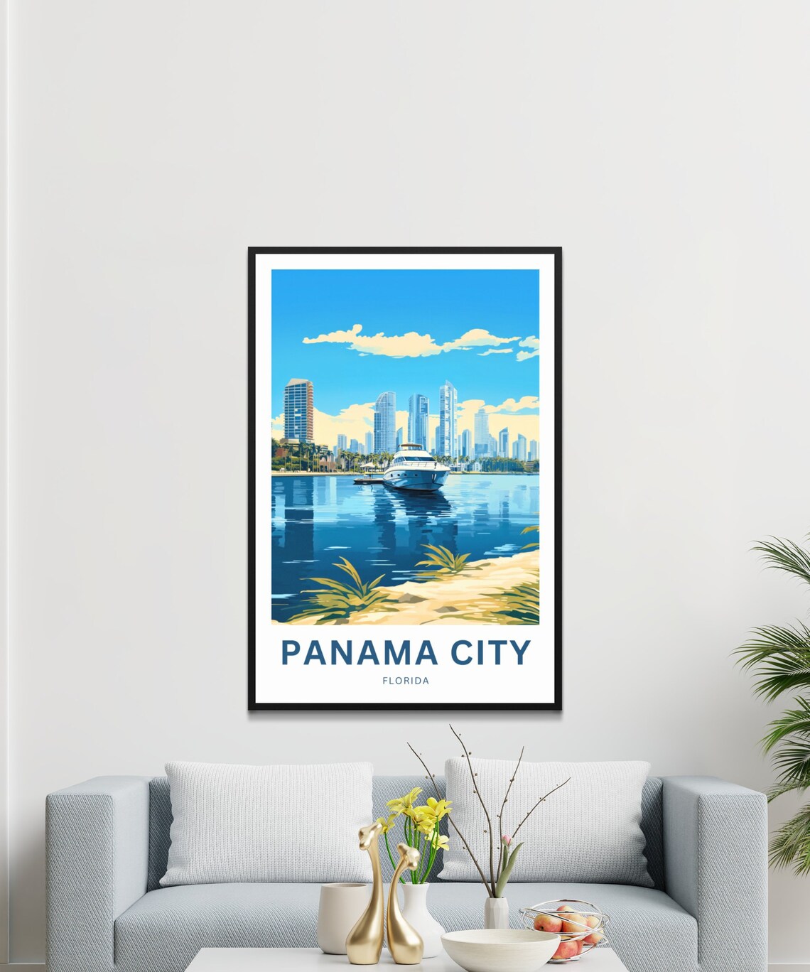 Panama City Florida Marina Skyline Yacht Harbor Travel Poster - Image 3