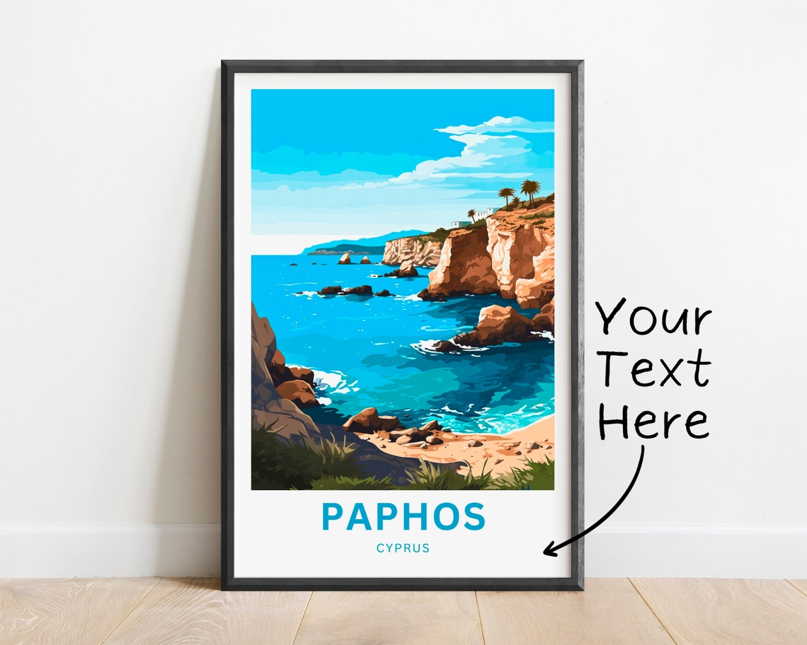 Paphos Cyprus Dramatic Rocky Cove Sparkling Turquoise Water Poster
