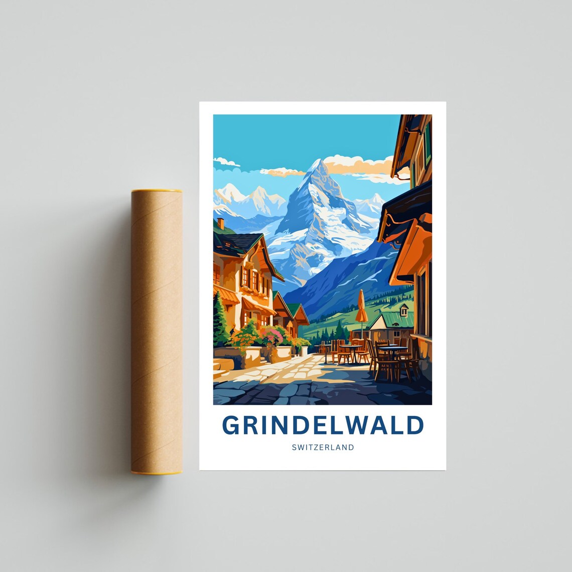 Grindelwald Switzerland Alpine Village Street Vintage Travel Poster - Image 4