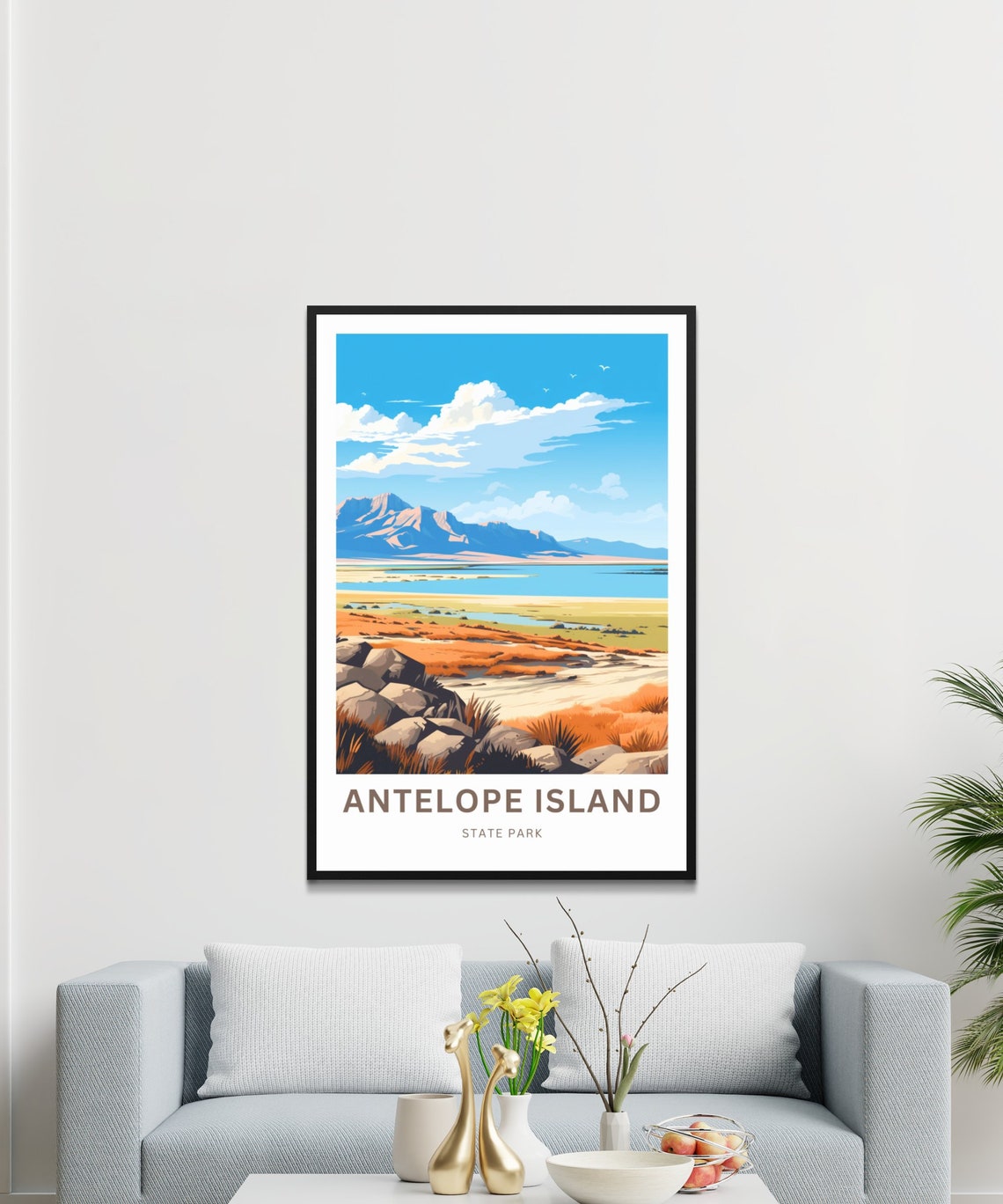 Personalized Antelope Island Utah Beautiful Desert View Poster - Image 3