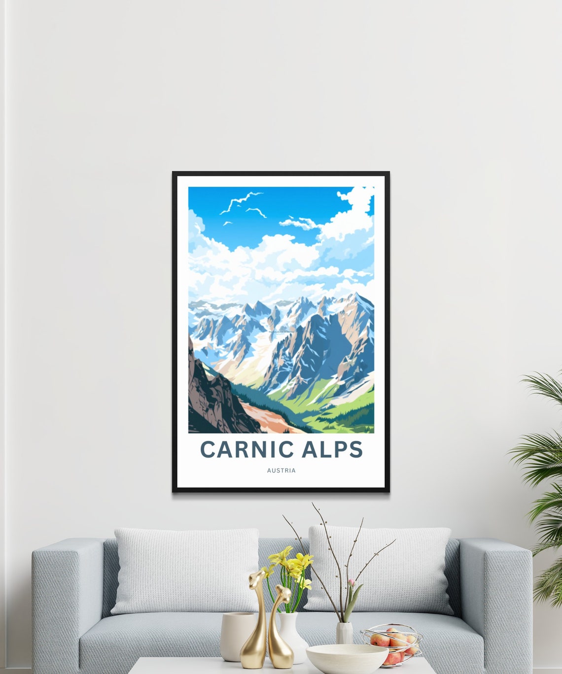 Carnic Alps Austria Snowy Mountain Valley Landscape Art Poster - Image 3
