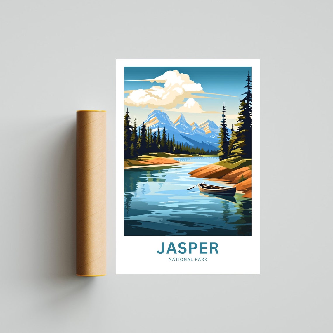 Jasper National Park Canoe Lake Pines Mountain Scenery Poster - Image 4