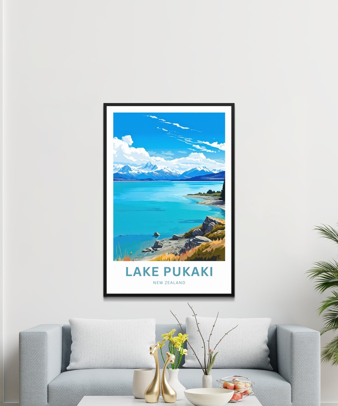 Personalized Lake Pukaki New Zealand Turquoise Lake Travel Poster - Image 2