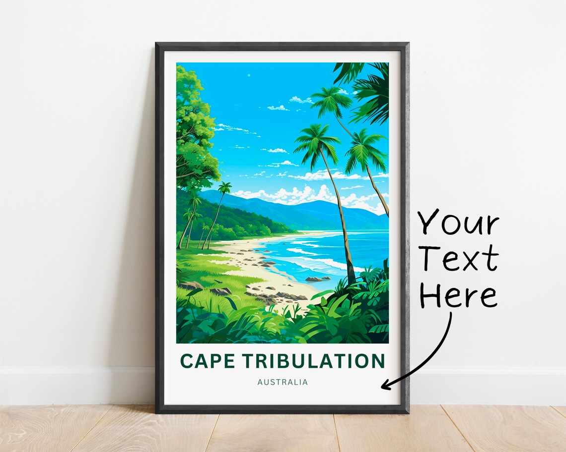Cape Tribulation Australia Turquoise Ocean Beach Vintage Travel Poster - Image 2