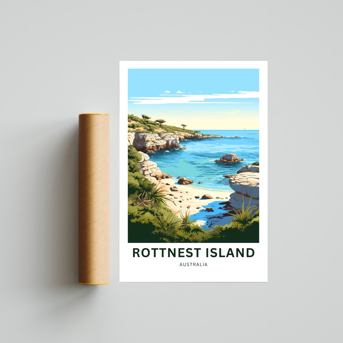 Rottnest Island Australia Custom Name Rocky Cove Turquoise Bay Poster - Image 4