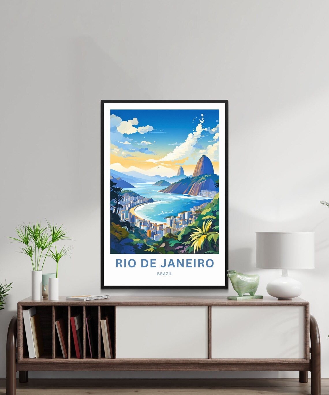 Rio De Janeiro Brazil Sugarloaf Mountain Bay Skyline Travel Poster - Image 3