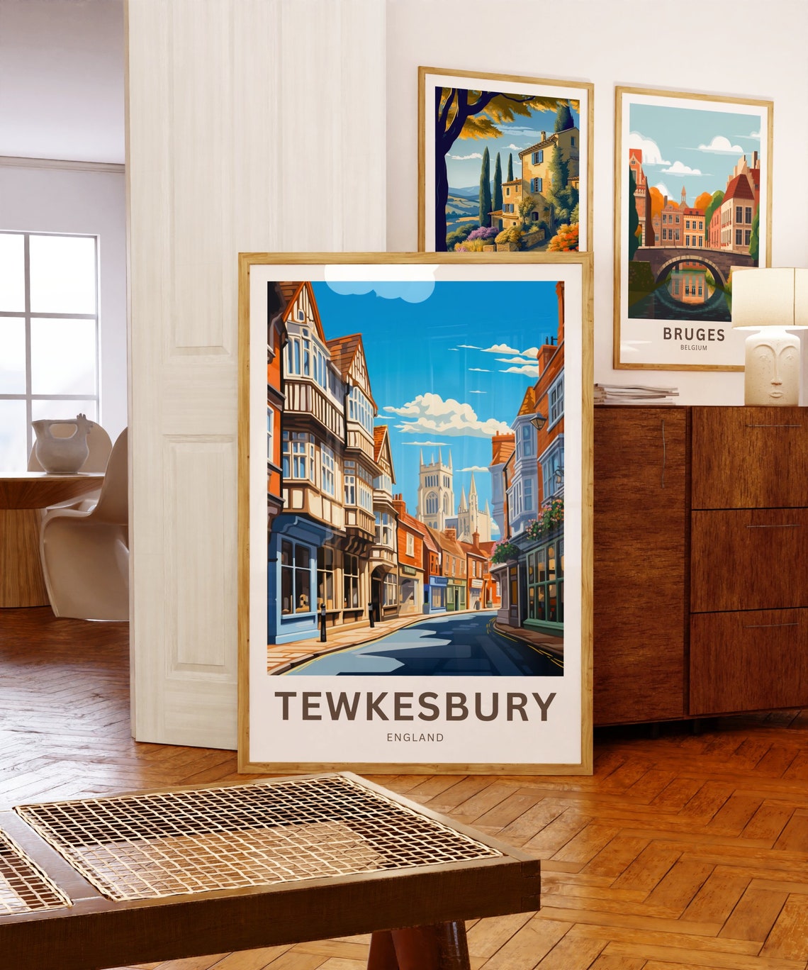 Personalized Tewkesbury England Tudor Street Custom Travel Poster - Image 5