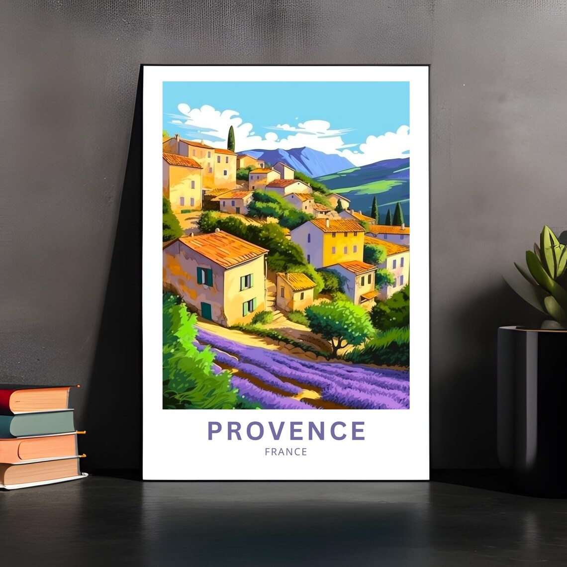 Provence France Hilltop Village and Lavender Fields Travel Poster - Image 5