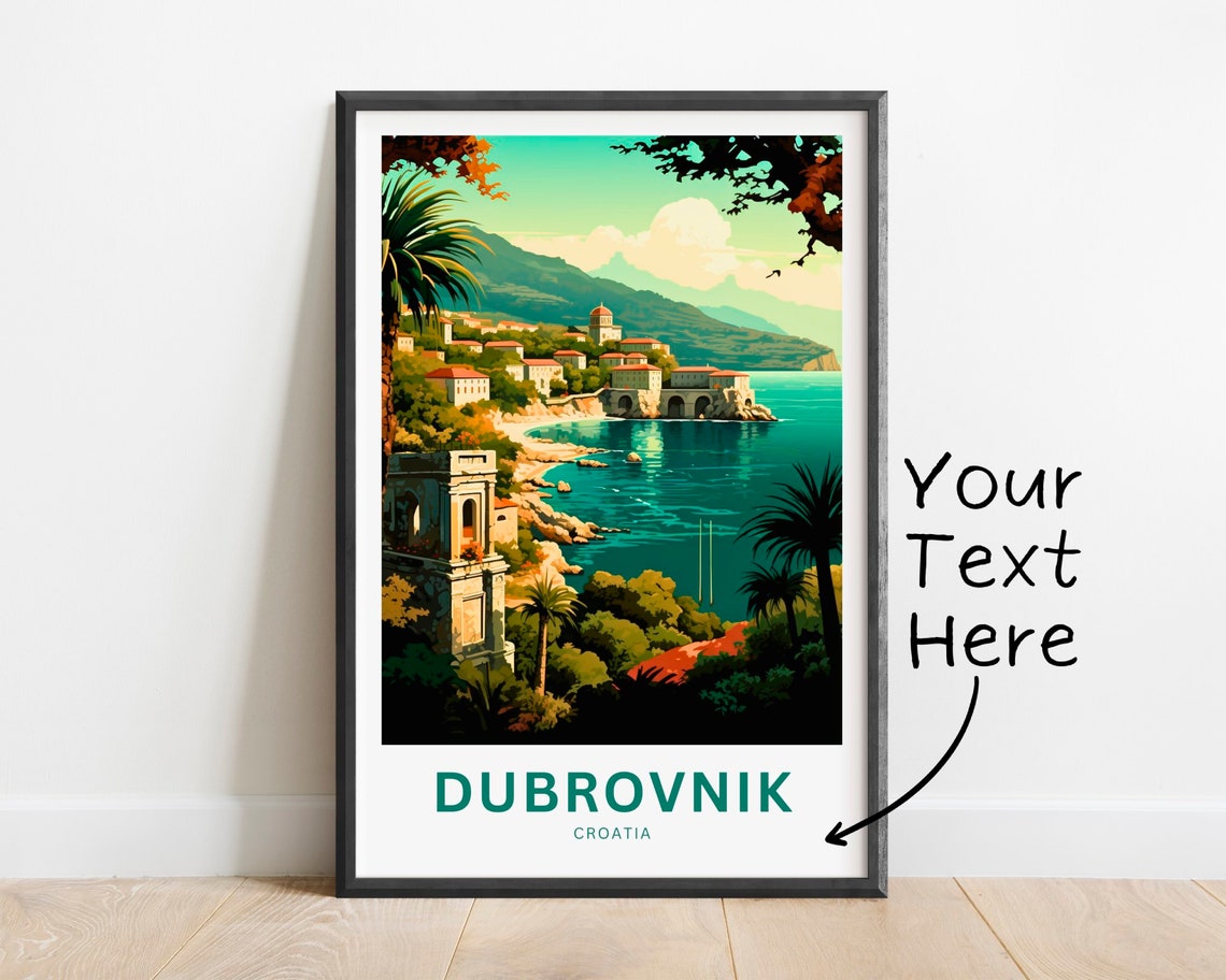 Personalized Dubrovnik Croatia Adriatic Coast Town Travel Poster