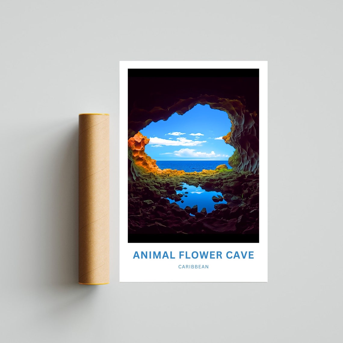 Personalized Animal Flower Cave Travel Print Animal Flower Cave Poster Caribbean Wall Art Framed Present Gift Caribbean Present - Image 4