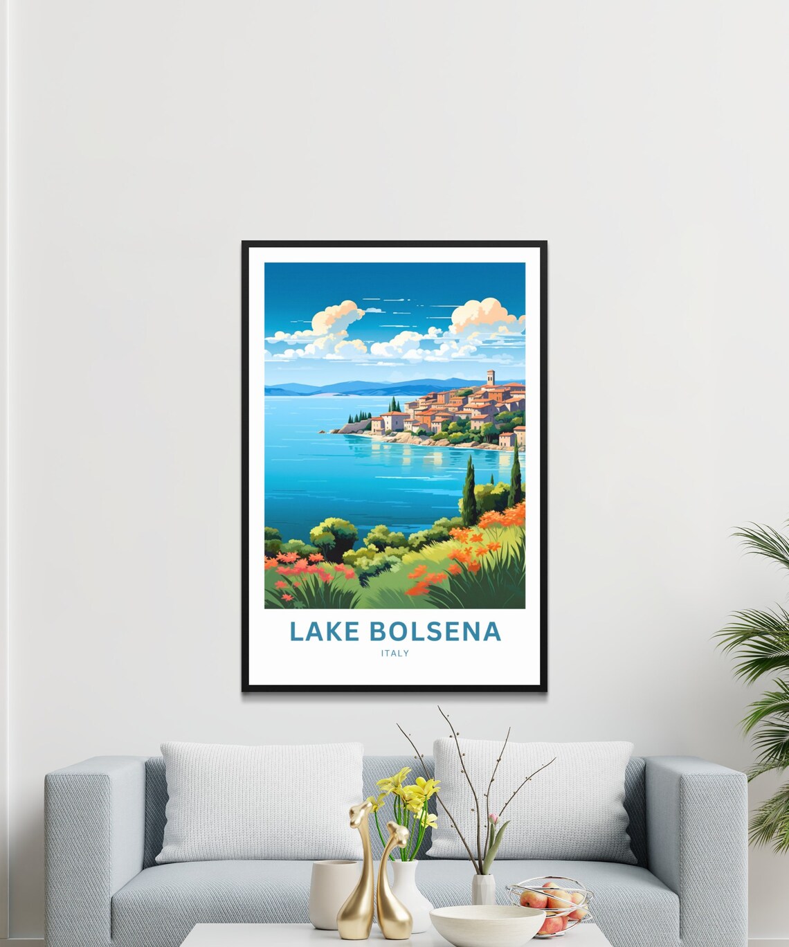 Lake Bolsena Italy Lakeside Town Wildflowers View Travel Poster - Image 3