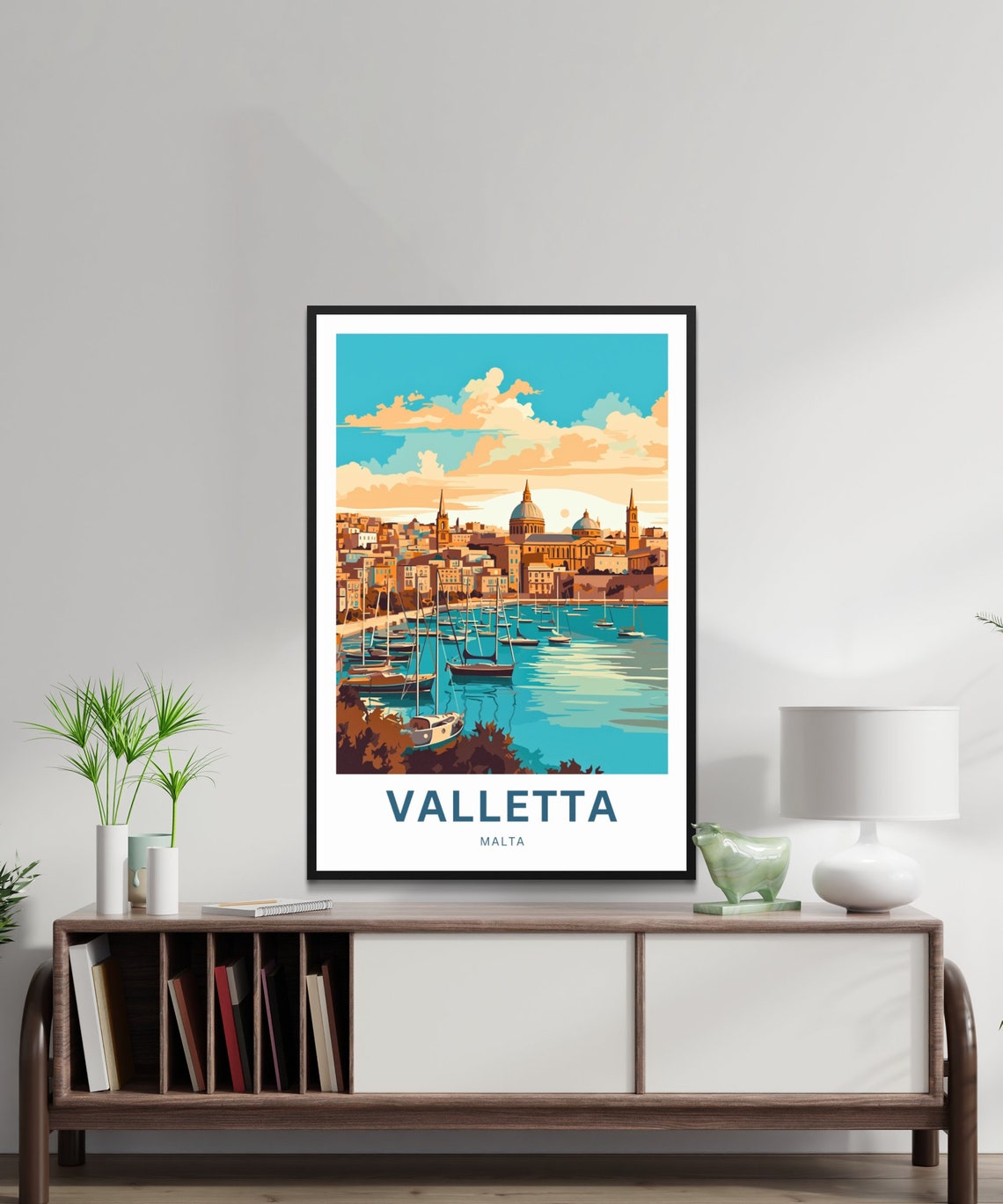 Personalized Valletta Malta Marina Sailboats Harbor View Poster - Image 2