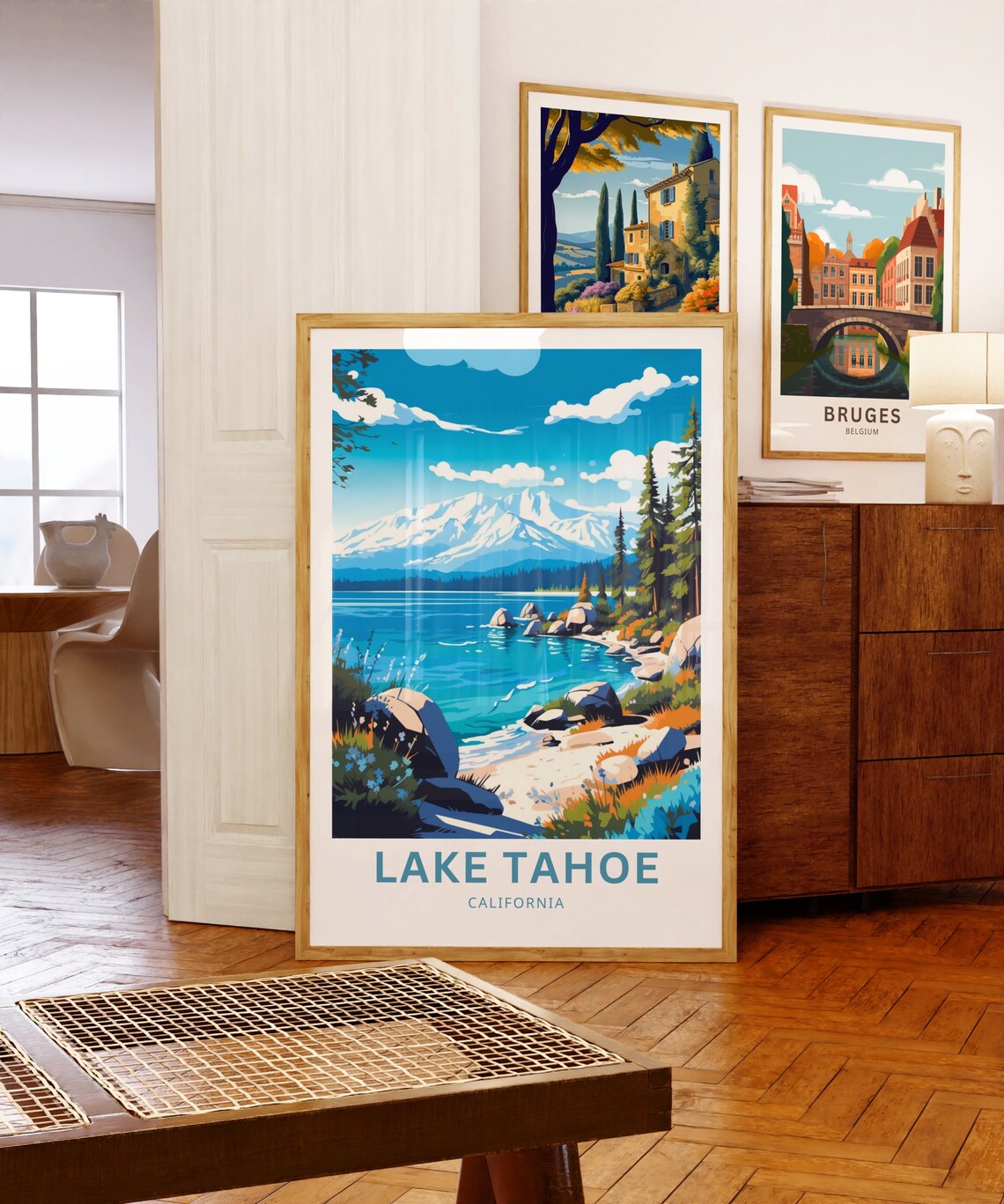Personalized Lake Tahoe California Sierra Shore Travel Poster - Image 5
