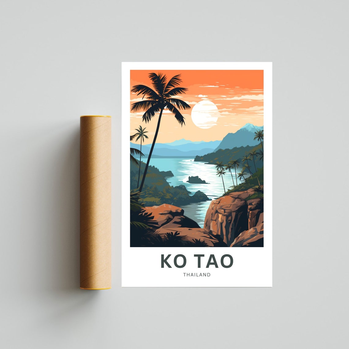 Personalized Ko Tao Thailand Tropical Sunset Custom Travel Poster - Image 4
