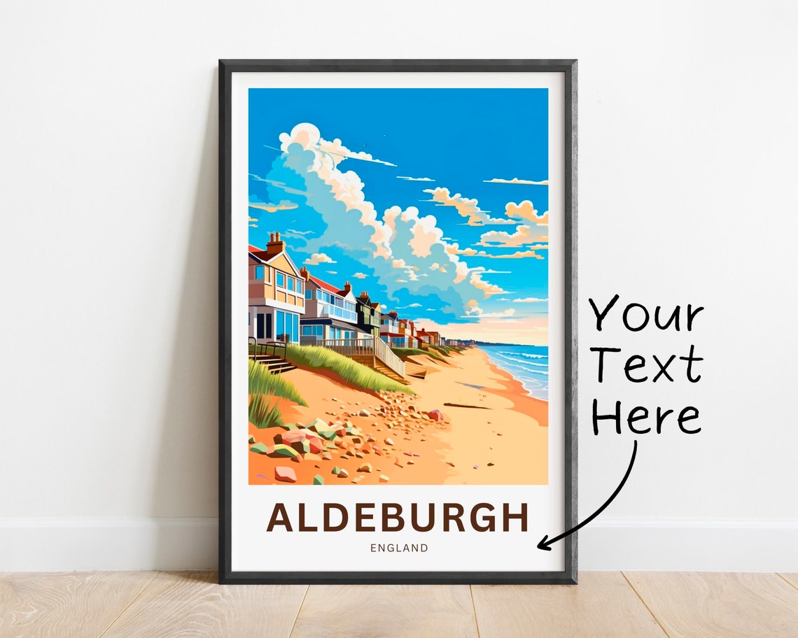 Aldeburgh England Sandy Beach Dunes Personalized Travel Poster
