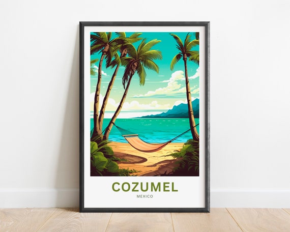 Cozumel Travel Print Cozumel Poster Mexico Wall Art Framed Present Gift Mexico Present