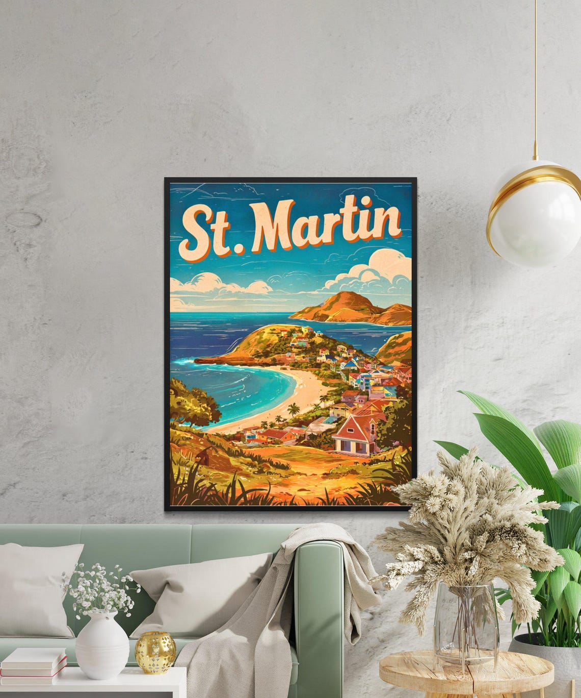 Saint Martin Vintage Travel Poster Saint Martin Print Caribbean Wall Art Framed Present Gift Caribbean Present - Image 2