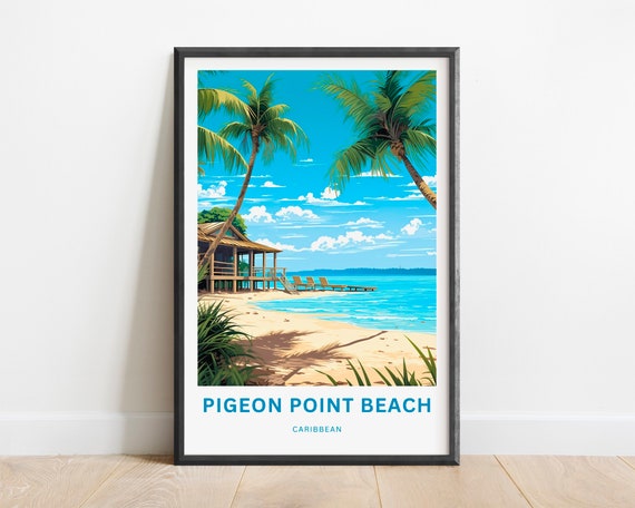 Pigeon Point Beach Travel Print Pigeon Point Beach Poster Tobago Wall Art Framed Present Gift Caribbean Present Personalized Custom