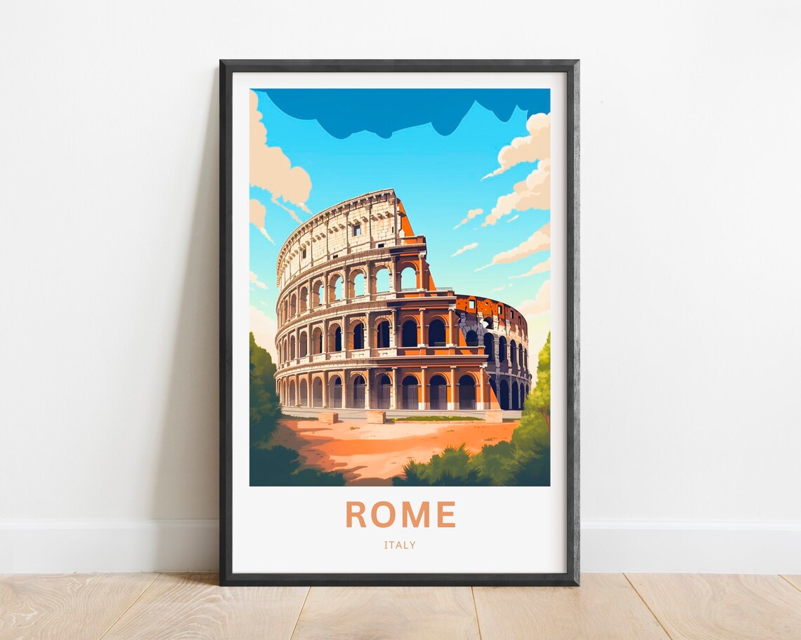 Rome Italy Colosseum Ancient Roman Amphitheater Landmark Poster