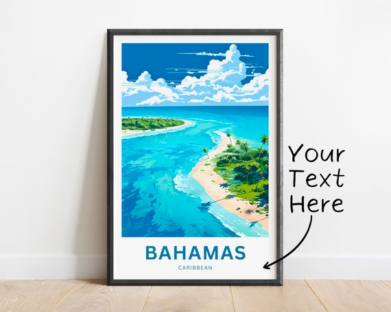 Personalized Bahamas Travel Print, Caribbean Poster