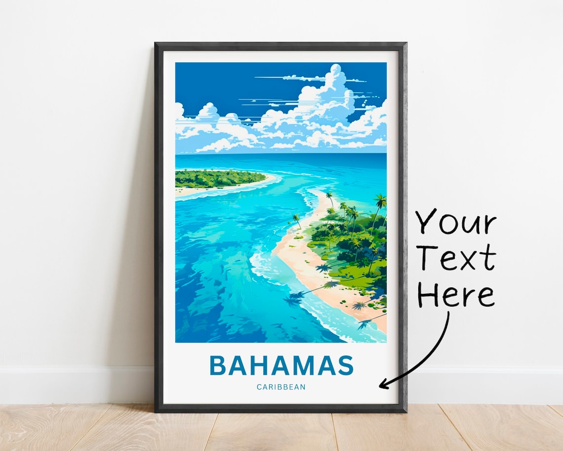 Personalized Bahamas Travel Print, Caribbean Poster