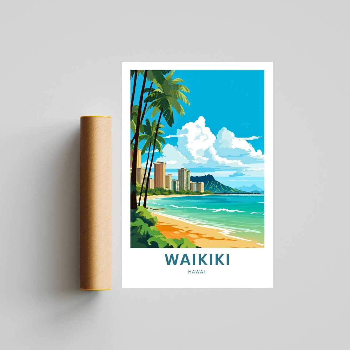 Waikiki Travel Poster, Hawaii Wall Art Print - Image 4