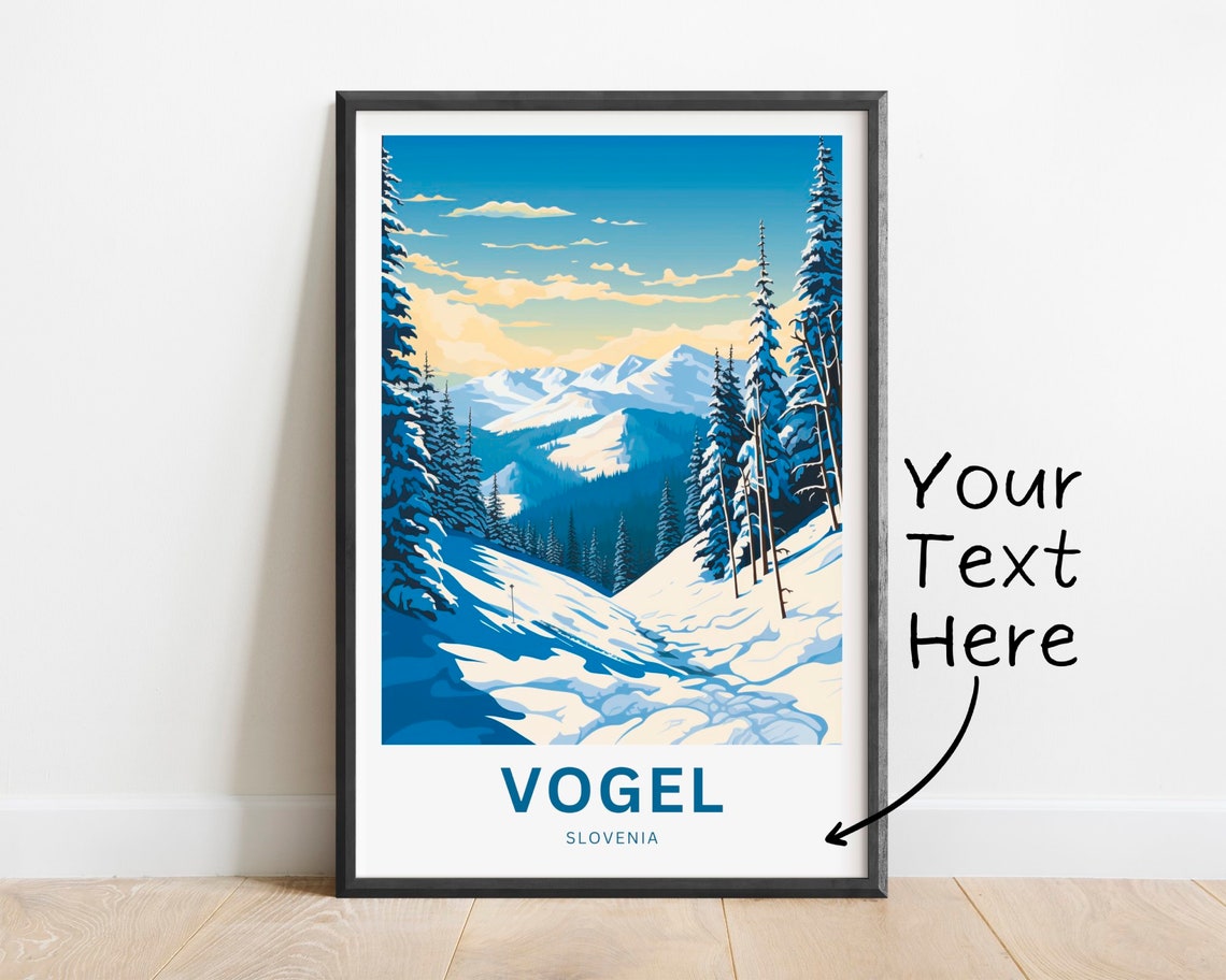 Vogel Slovenia Snowy Alpine Valley Personalized Travel Poster