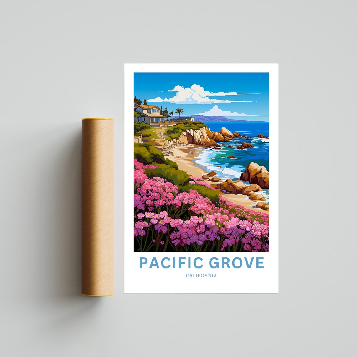 Pacific Grove California Coastal Blooms Vintage Travel Poster - Image 4