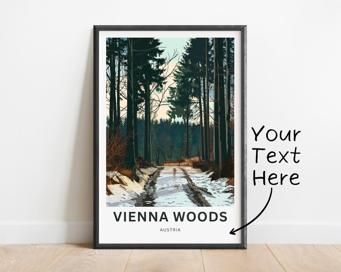 Personalized Vienna Woods Snowy Forest Path Custom Name Travel Poster
