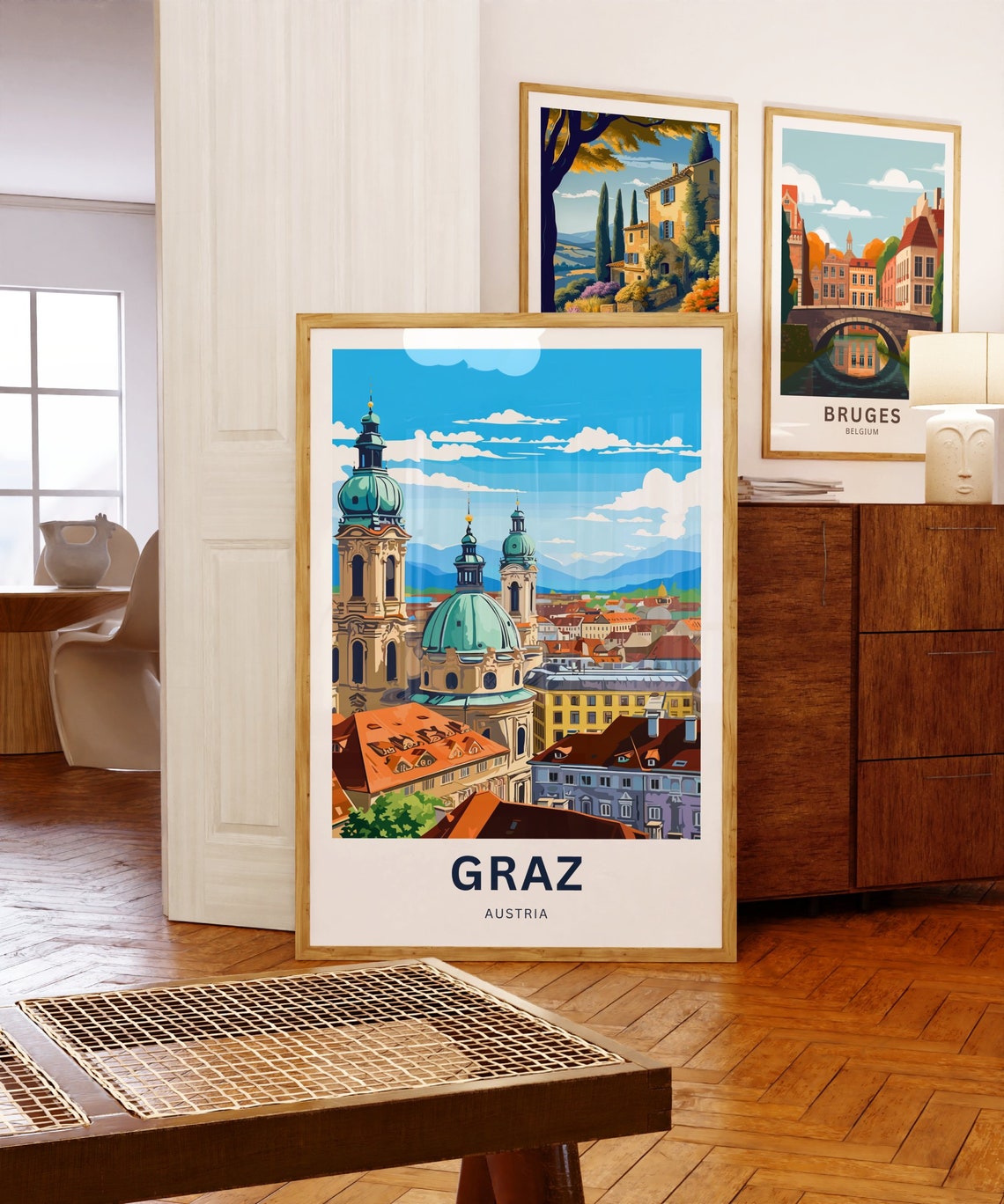 Graz Austria Baroque Church Domes Rooftops Cityscape Travel Poster - Image 5