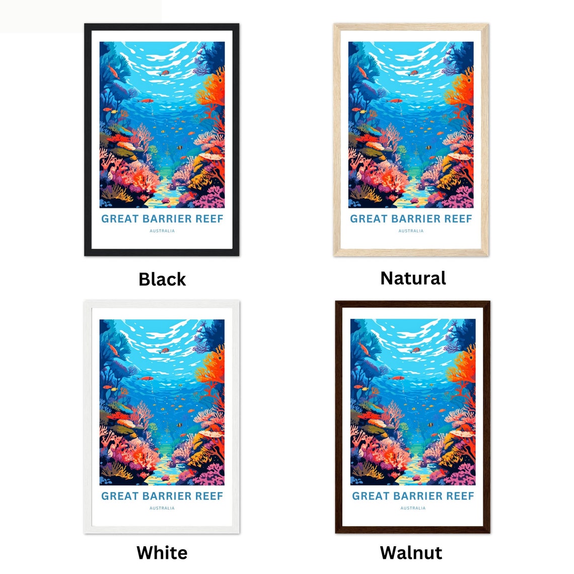 Great Barrier Reef Australia Coral Canyon Underwater Scene Poster