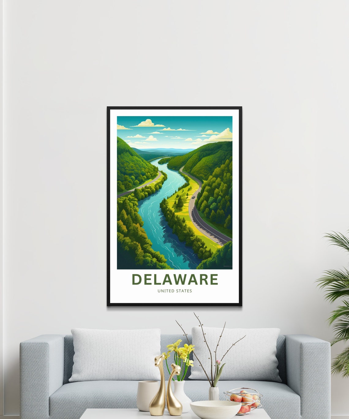 Delaware River Valley Forest Road Custom Text Travel Poster USA - Image 3